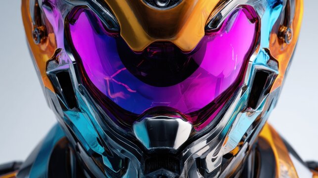 Close-up shot of a futuristic mecha helmet - Powered by Adobe