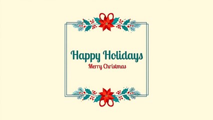 Festive Christmas Holiday Greetings in Decorative Floral Frame