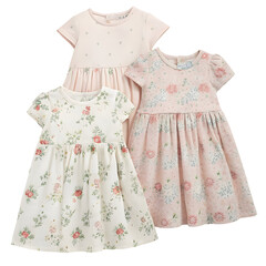 Obraz premium pink floral ruffled dress for kids with whimsical vintage-inspired design png file