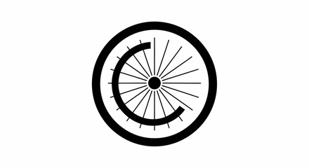 Black and white graphic logo featuring a stylized letter C integrated into a bicycle wheel design with spokes.
