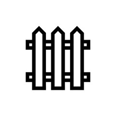 Vector Fence Icon – Wooden Barrier Symbol, Garden Gate and Property Boundary for Construction, Security, and Home Design