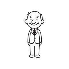 Old people black and white illustration vector image simple minimalist artwork design template
