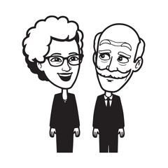 Old people black and white illustration vector image simple minimalist artwork design template
