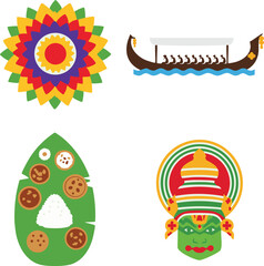 Fototapeta premium onam festival vector flat design illustration. 