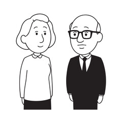 Old people black and white illustration vector image simple minimalist artwork design template

