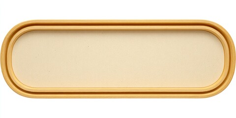 An elongated tray with rounded ends and a double border, featuring a soft, sandy-beige inner surface, offering a simple, neutral aesthetic against a white backdrop