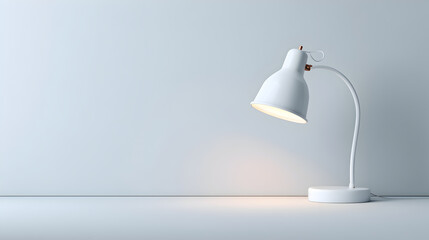 a close-up shot of a desk lamp casting light onto a surface, the lamp exudes simplicity and minimalist aesthetic appeal. The background is uncluttered.