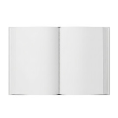 Open blank book with white pages
