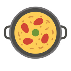 Paella Pan Icon – Spanish Rice Dish Vector (Top View)