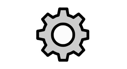 Obraz premium A clean flat vector single icon of a gear wheel representing settings, bold outline shapes, minimalist style, isolated on white background