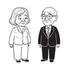 Old people black and white illustration vector image simple minimalist artwork design template
