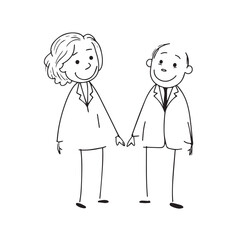 Old people black and white illustration vector image simple minimalist artwork design template
