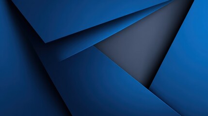 Overlapping deep blue geometric shapes create abstract art. A grey background peeks through between the shapes, creating layered depth and visual interest