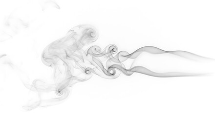 Abstract smoke design, graceful swirling patterns, and delicate lines against a clean white background.