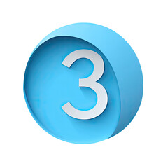 Light blue circle button with number three