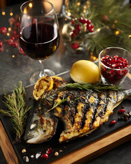 grilled fish with vegetables