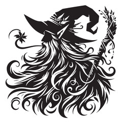 Black Elf Silhouette Vector Illustration design, Solid White Background