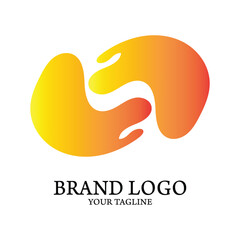 Abstract fluid gradient logo concept, dynamic orange and yellow symbol for branding identity. Vector graphic illustration series