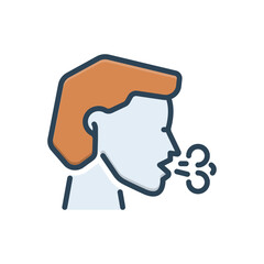 Color illustration icon for cough