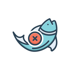 Color illustration icon for no fish