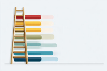 Wooden ladder colorful infographic progress growth business success abstract minimal step bar chart
