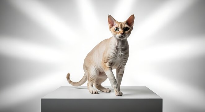 Minimalist Studio Shot of Devon Rex Cat Posing Naturally.jpeg