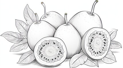 Hand drawn kiwi fruits