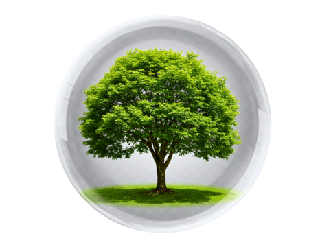 Vibrant green tree with lush foliage isolated on transparent background