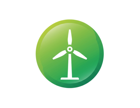 Green wind turbine icon isolated on transparent background