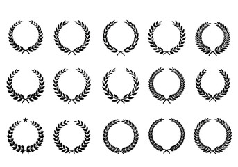 Variety of stylish vector laurel wreaths for award, achievement, and heraldry design projects beautifully crafted