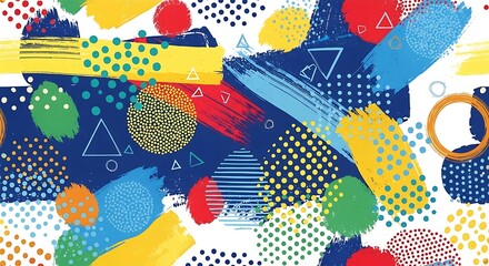 Fototapeta premium Energetic backdrop created with geometric forms and brushstroke details