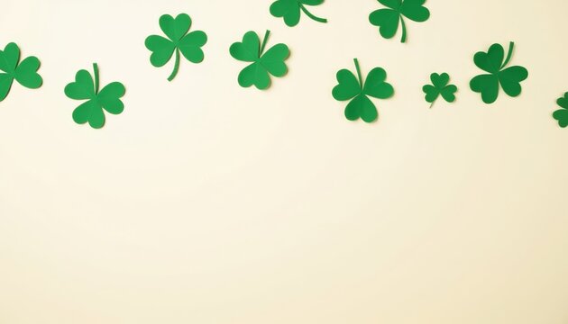 Green shamrock garland decoration on wall for St. Patrick's Day  