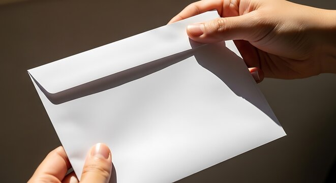 Hands delicately hold a crisp, white envelope, unveiling its contents