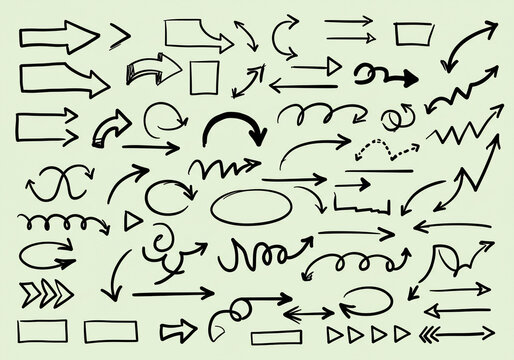 Hand drawn arrow collection for presentations and wayfinding, perfect for creative projects and infographic design