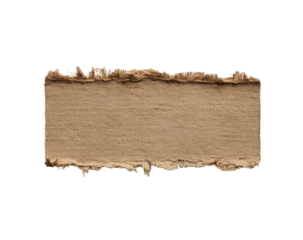 Rectangular cardboard piece, frayed edges