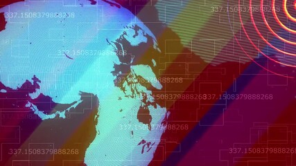 News background animation. Background of a globe spinning. Global earth map rotating. Backdrop for television shows. - Powered by Adobe