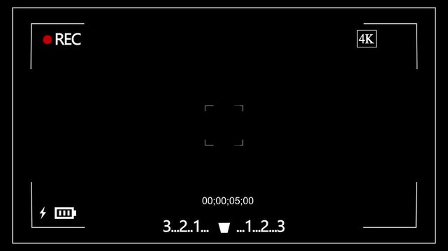 Camera recording screen overlay with alpha channel. frame shows button information like when recording a video with a black background.