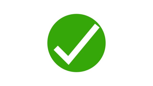 Tick mark symbol. Check mark animation. Correct symbol.