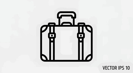 Minimalist black line art suitcase icon for travel and vacation.