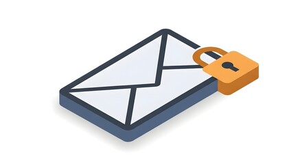Graphic illustration of a sealed envelope secured with a padlock, symbolizing email security.