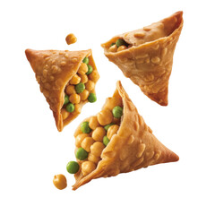 Vegetarian Samosas with Chickpeas and Green Peas Isolated on Transparent Background