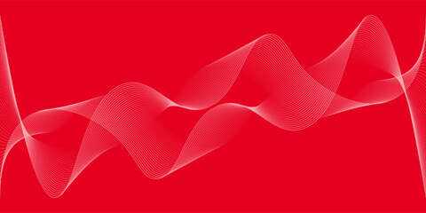 Abstract background with lines and waves. Medium banner size. Element for design. Vector background for brochure, booklet, flyer, poster. Red and white gradient. Love, Valentine's Day