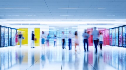 Modern Digital Transformation in Data Center with Diverse Tech Workers Premium Professional Workspace for Corporate Tech Marketing and Social Media Use