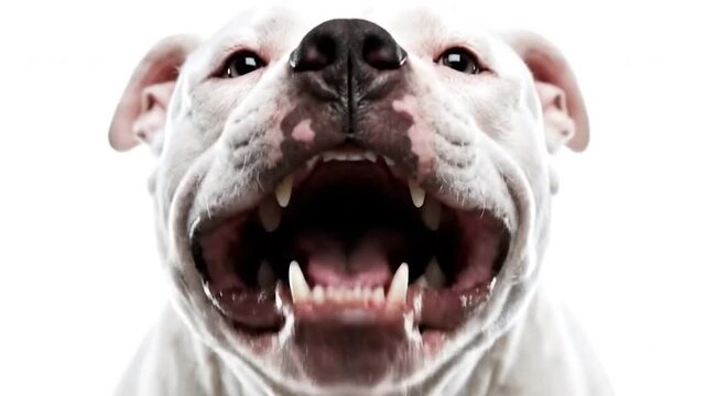 Cinematic Close-Up of a Dog Barking and Growling with an Aggressive Expression
