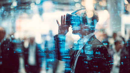 Virtual reality conference with avatars discussing business strategies, a tech innovation for corporate presentations. (虚拟实境会议中，虚拟形象正在讨论商业策略，这是适合企业演示的科技创新场景。)