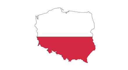 A map of Poland colored with the Polish flag outlined in black