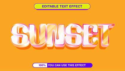 Sunset Text Effect Editable 3D Style for Graphic Design