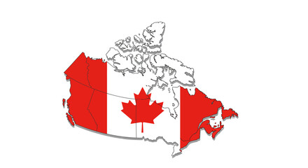 Canadas outline filled with the countrys flag a stylized representation