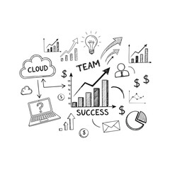 Naklejka premium Illustration of business success concept with charts and icons