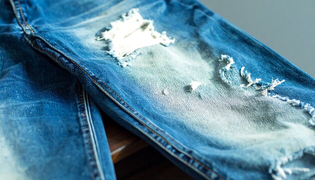 Ripped denim jeans close-up - Powered by Adobe